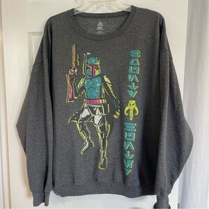 Boba Fett XL Star Wars Disney Men's Crewneck Sweater Sweatshirt Pullover